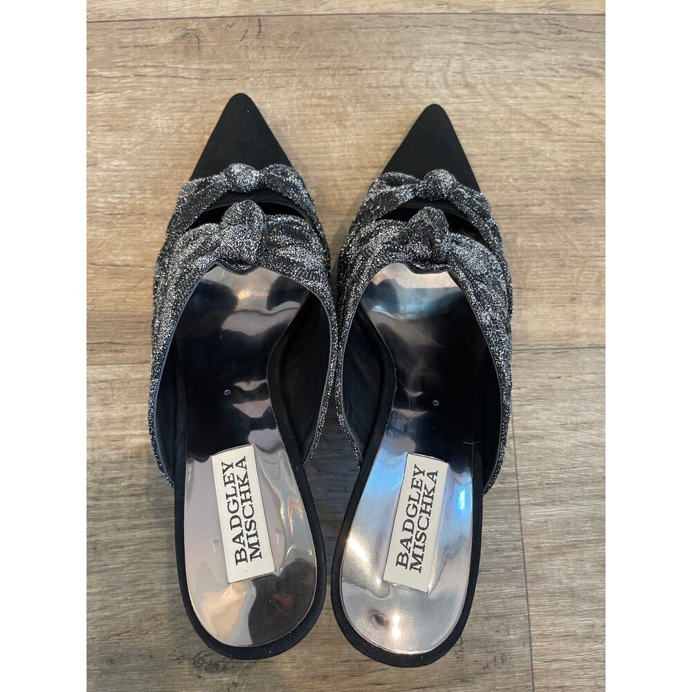 Badgley Mischka Mule black&silver About 2.4in Suitable for 8-8.5 - Picture 3 of 4